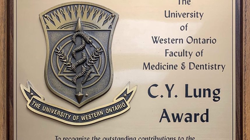 Dr. Taylor receives the 2021 C.Y.Lung Award from Western University | Shore Side dentistry Oakville